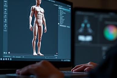 Animated character model being rigged on a computer