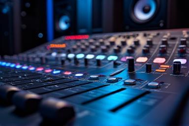 Audio mixing console with faders