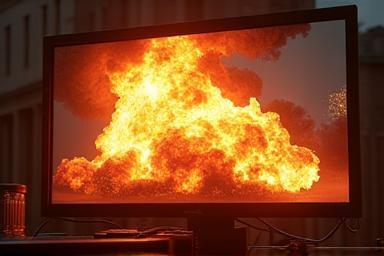 Complex visual effects rendering of an explosion scene