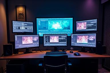 Video editing suite with multiple screens